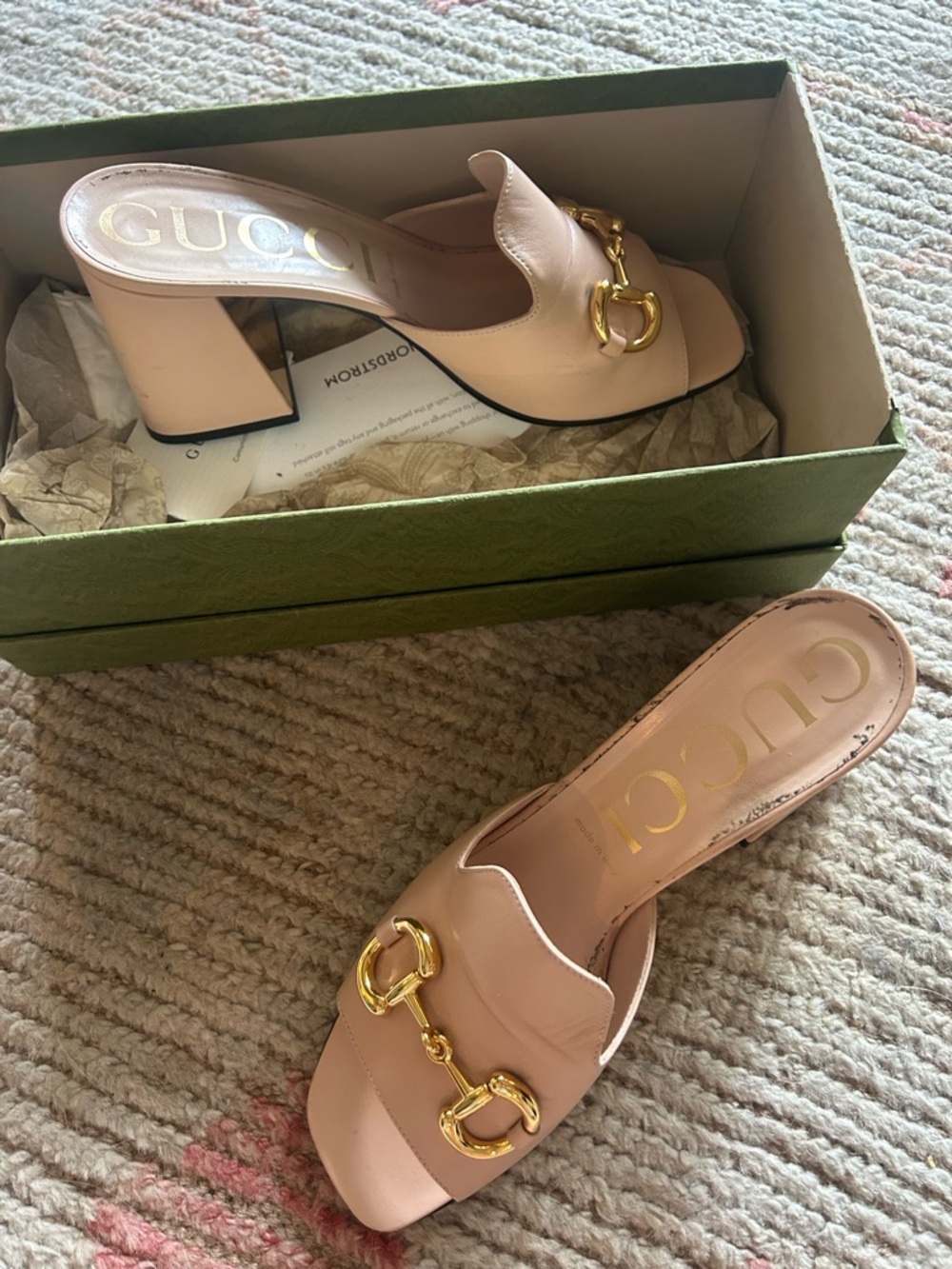 Gucci Pink Leather Platform Mules - Picture 4 of 6